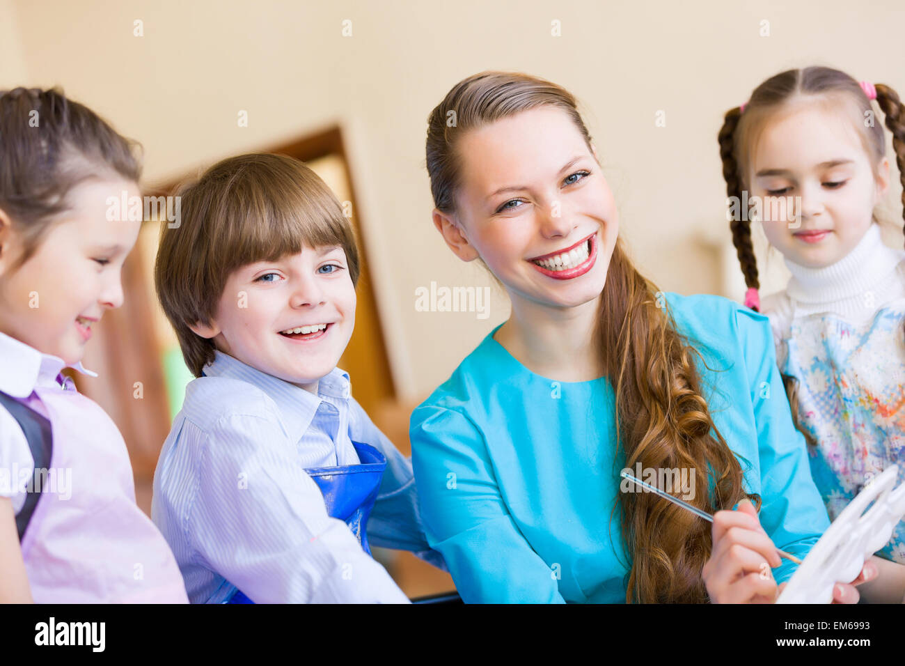 Children drawing and painting Stock Photo - Alamy