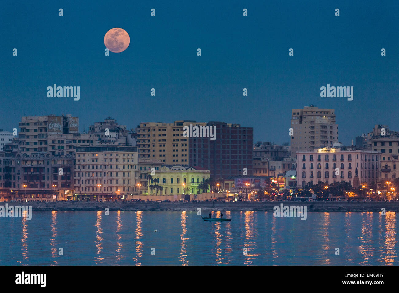 Moon over Alexandria Stock Photo