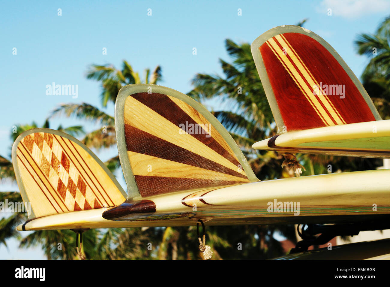 Hawaii, Oahu, Colorful Hawaiian Design Surfboards Fins Stock Photo Alamy