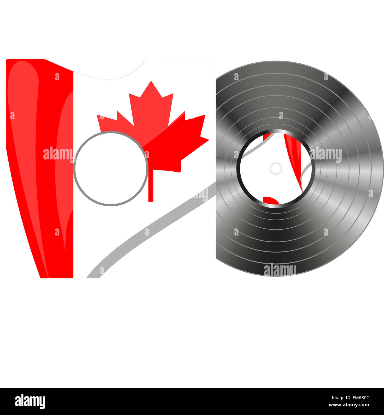 Red grunge rubber stamp with the canadian flag and the name of Canada