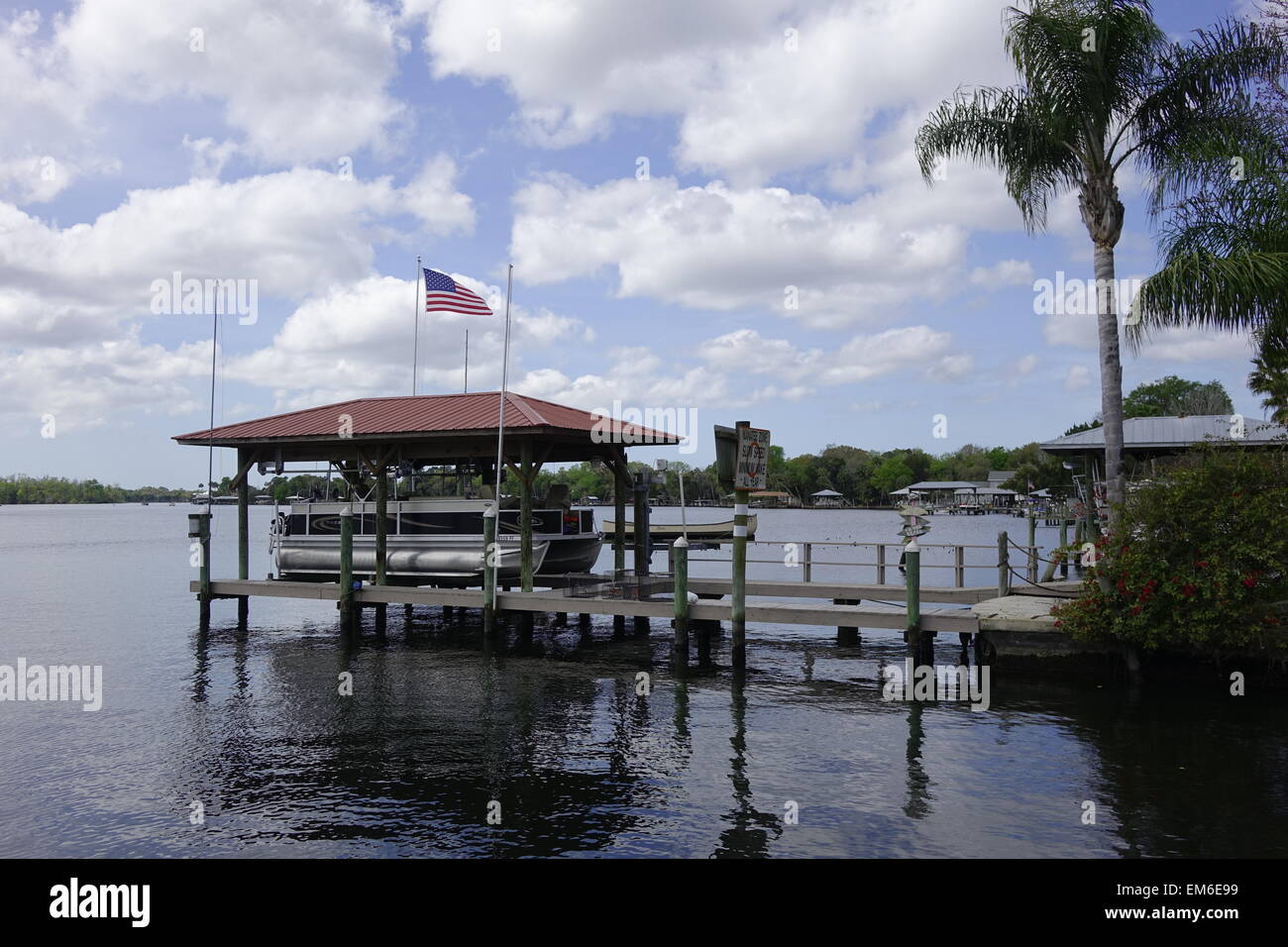 Boat dock on the Homosassa River, Florida Stock Photo Alamy