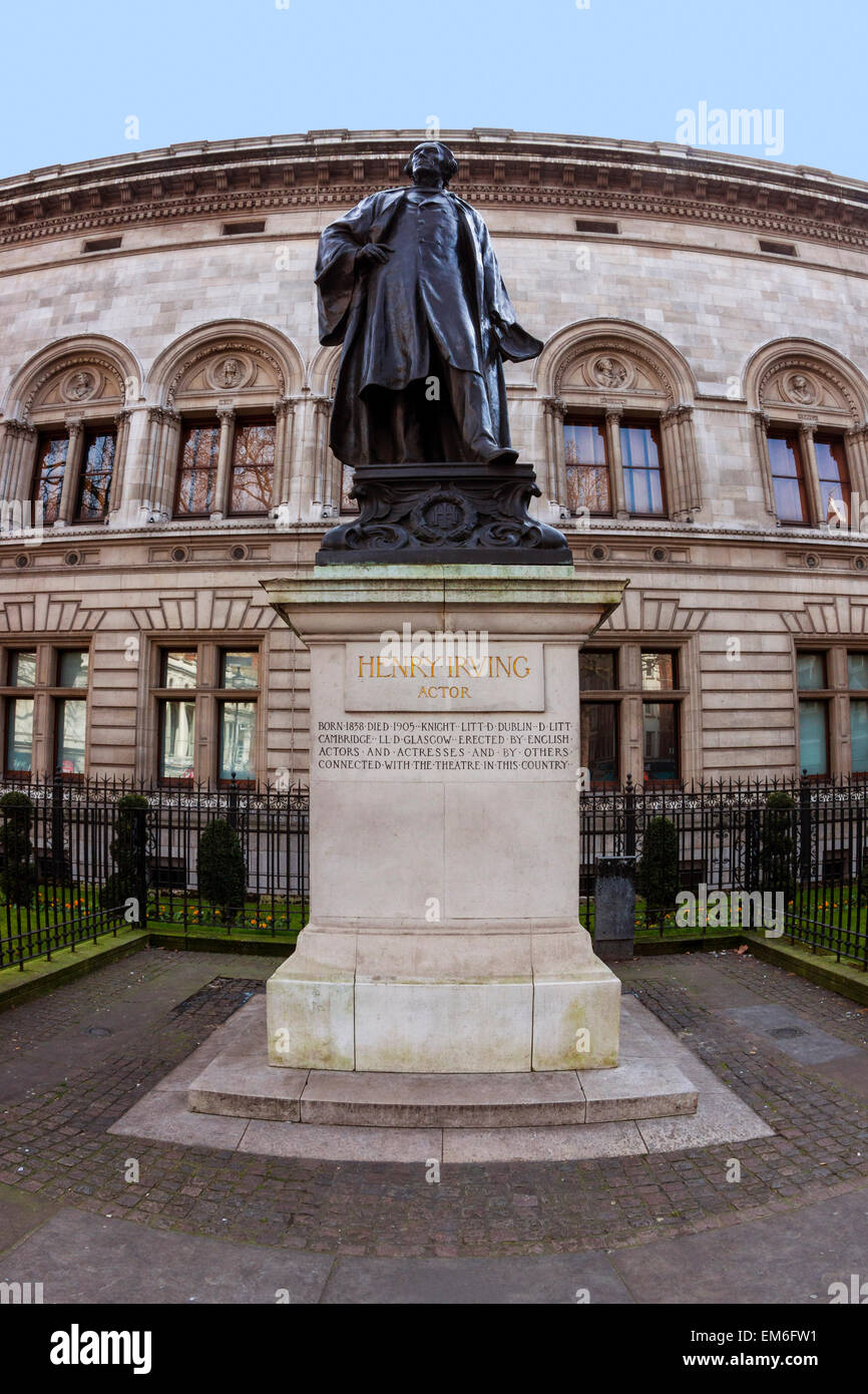 Statue of Henry Irving and National Portrait Gallery, London Stock Photo