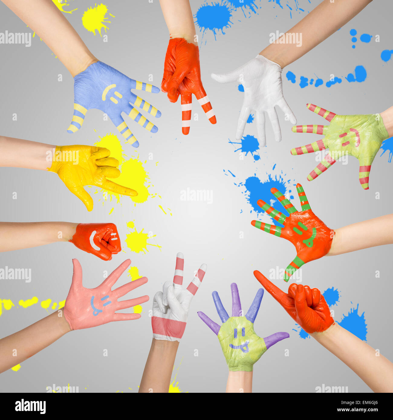 Painted childrens hands hi-res stock photography and images - Alamy