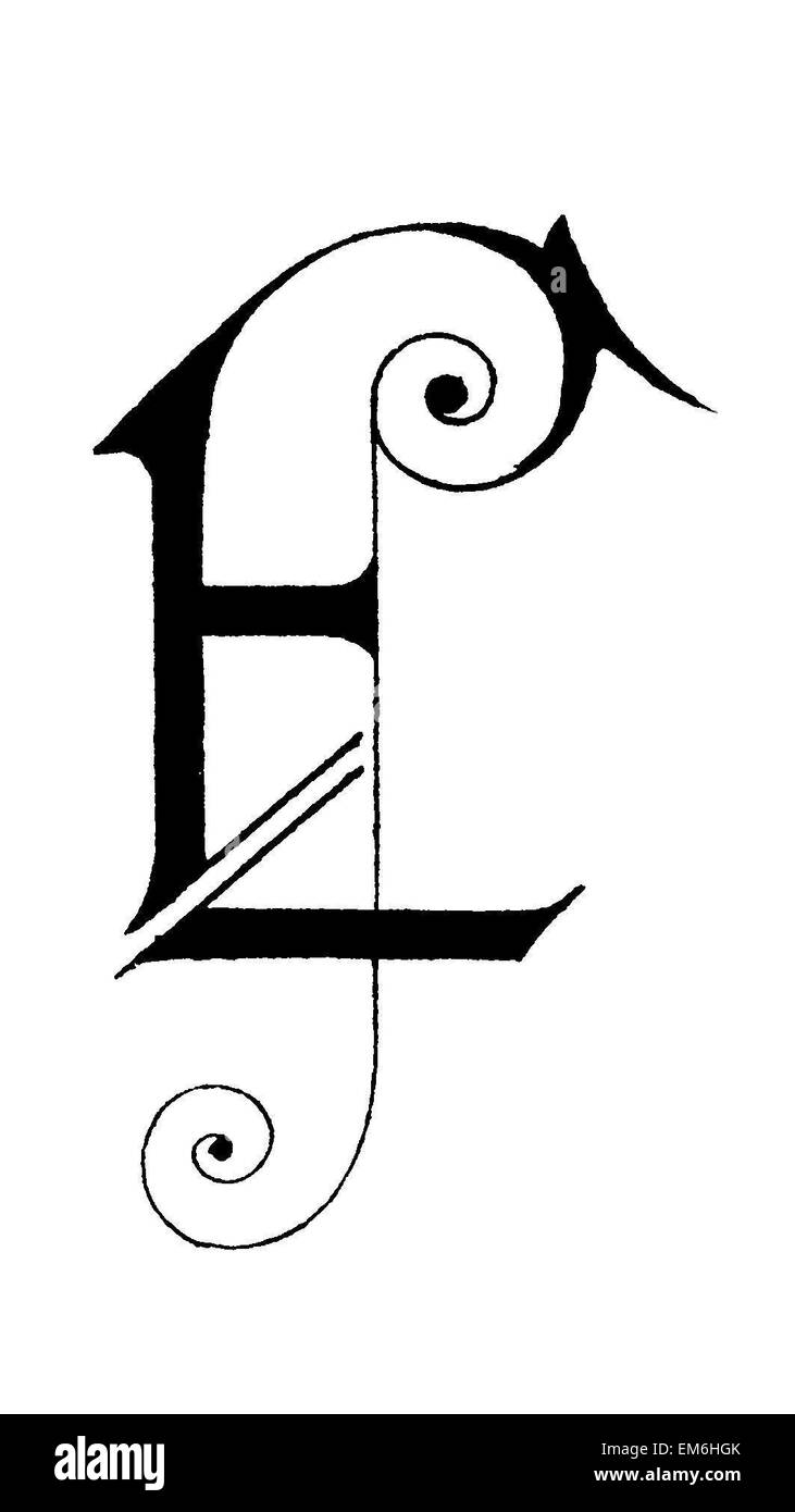 Letter E, Art Nouveau Stock Photo