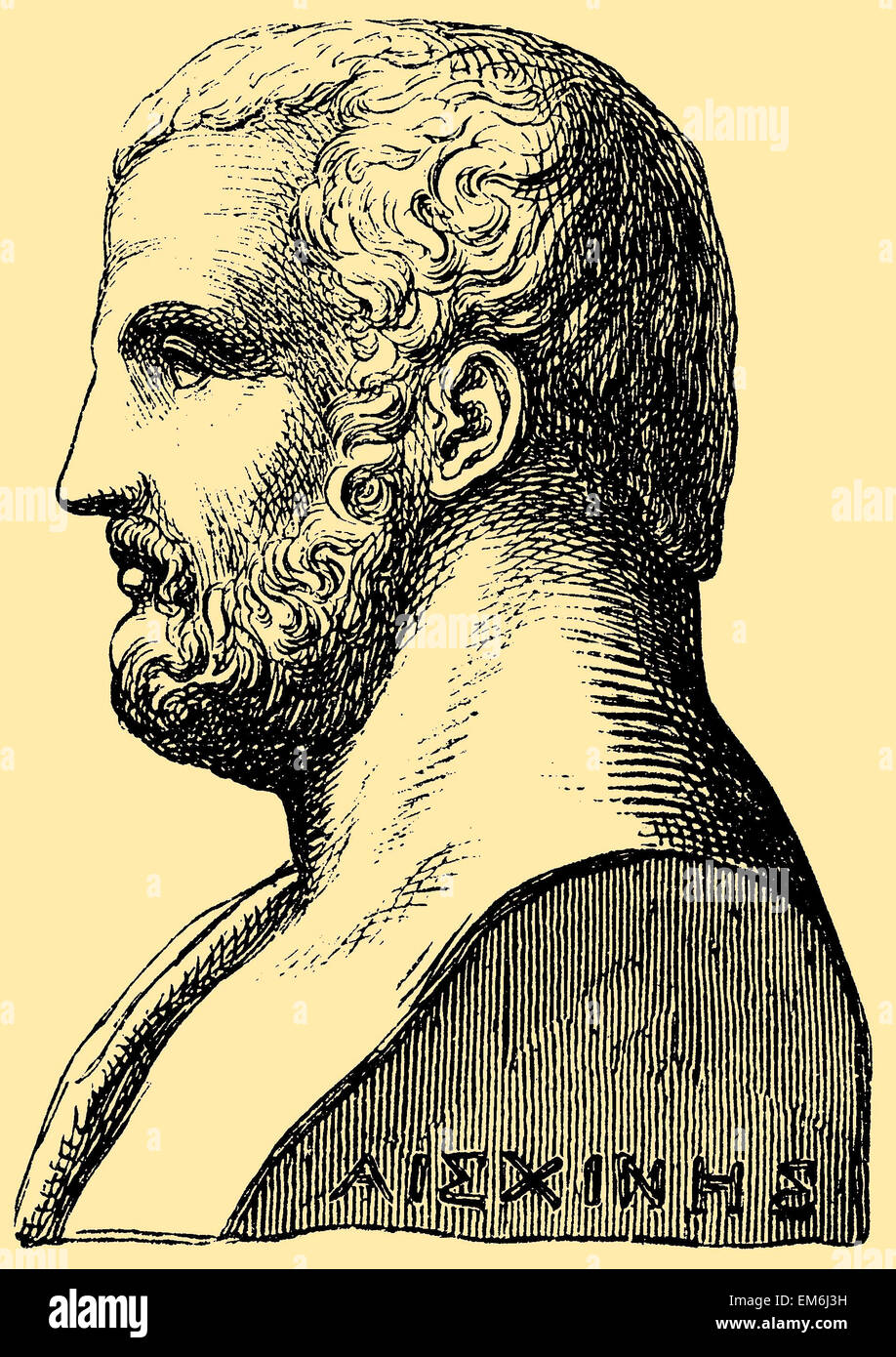 Aeschines (389–314 BC), Greek statesman and one of the ten Attic orators. Büste im Bourbonischen Museum zu Neapel Stock Photo