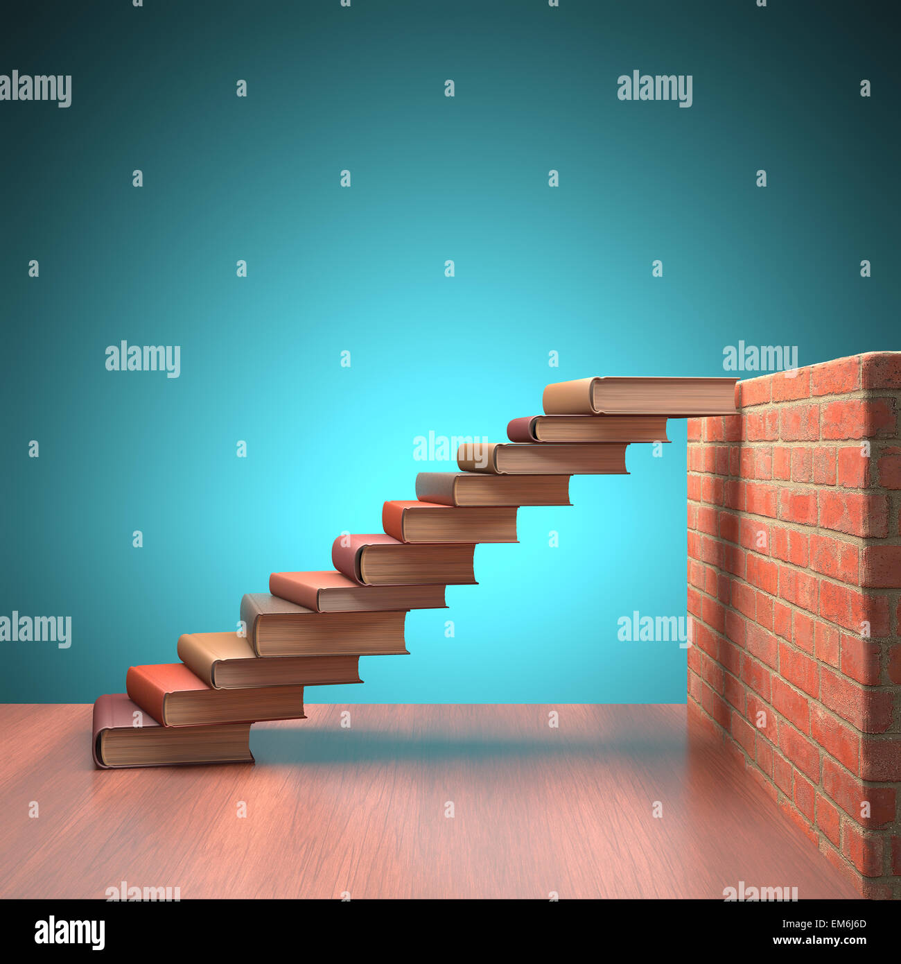 Stairs made of books on a concept of learning and achievement of success. Stock Photo