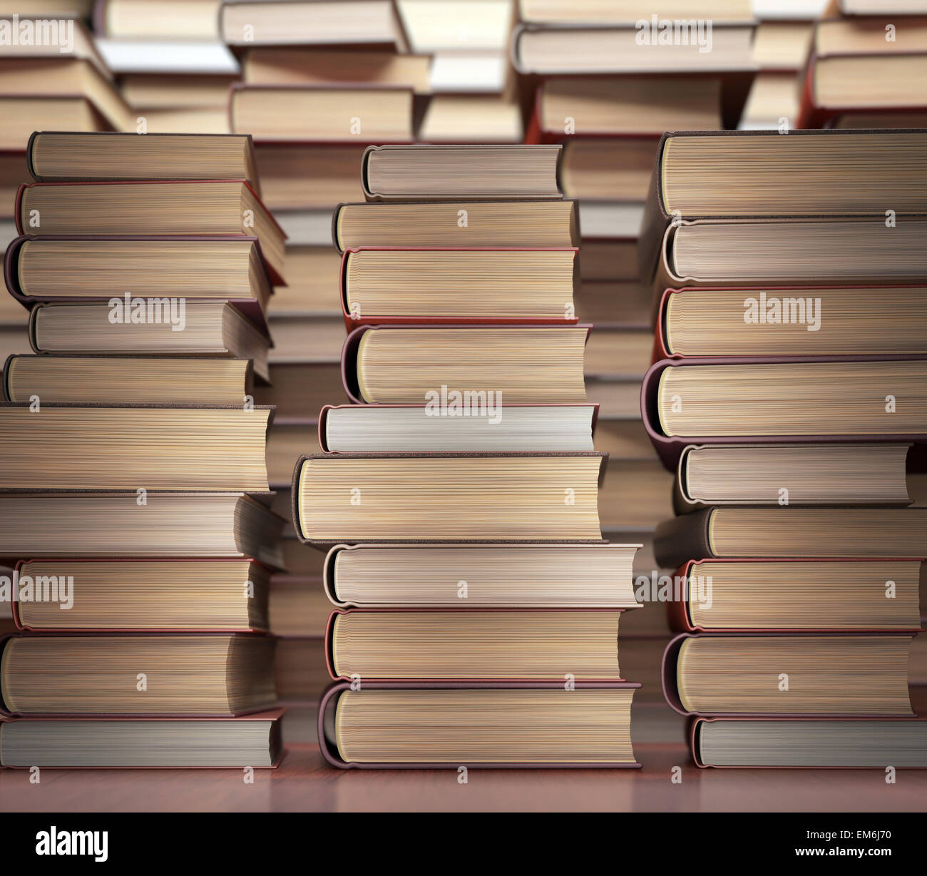Several books stacked on the table. Stock Photo