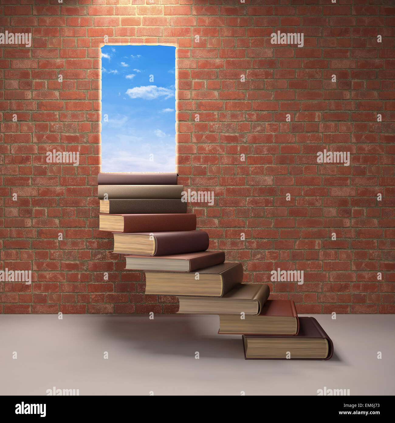 Stairs made of books on a concept of learning and achievement of success. Stock Photo