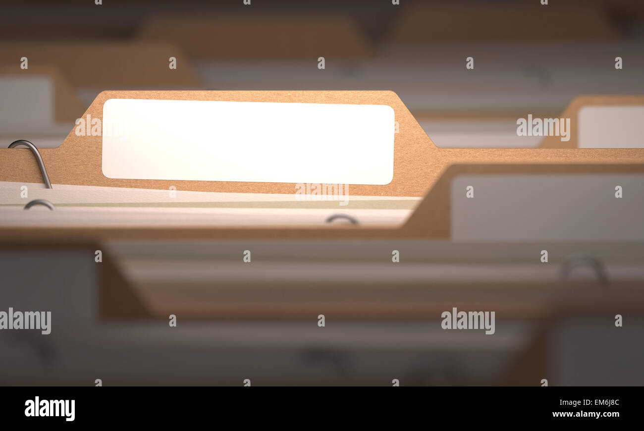 Files with white labels and focus on only one folder Stock Photo - Alamy