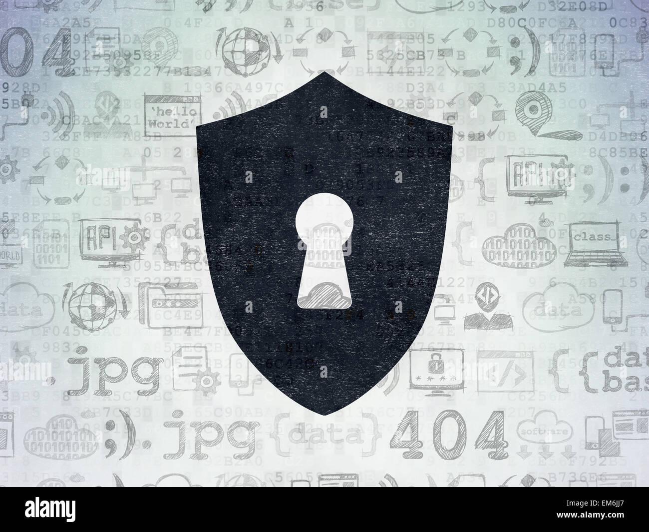 Protection concept: Shield With Keyhole on digital background Stock ...