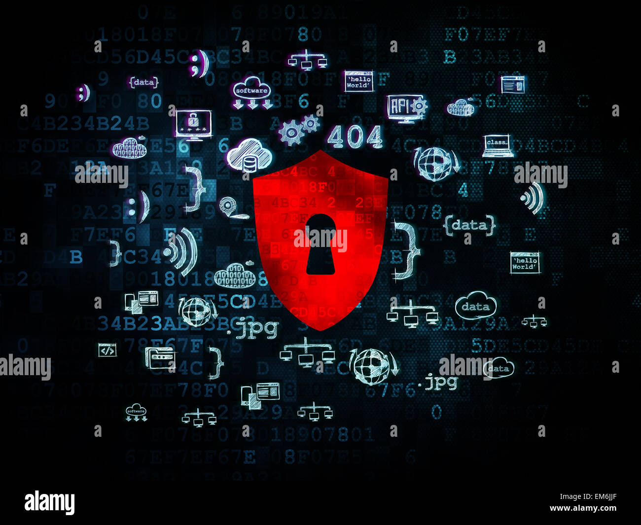 Security concept: Shield With Keyhole on Digital background Stock Photo ...