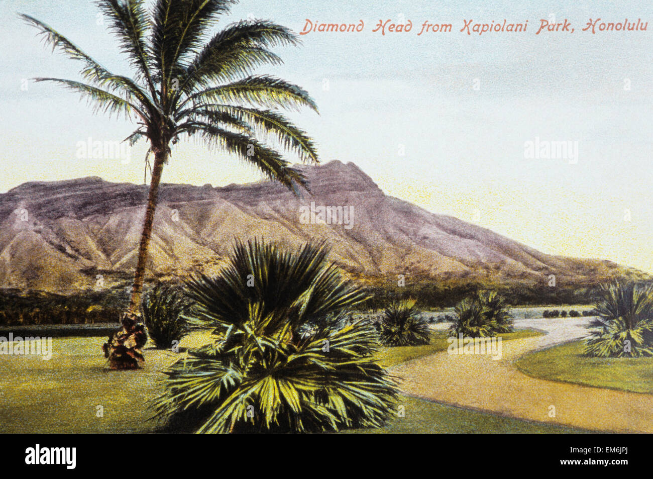 C.1910, Hawaii Postcard Art, Waikiki, View Of Diamond Head From