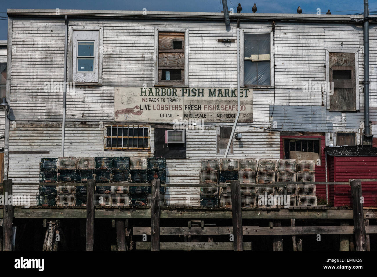Weathered Harbor Fish Market Stock Photo Alamy