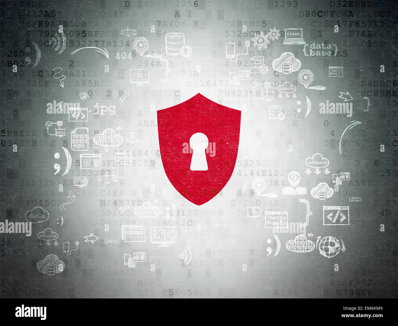 Protection concept: Shield With Keyhole on digital background Stock ...