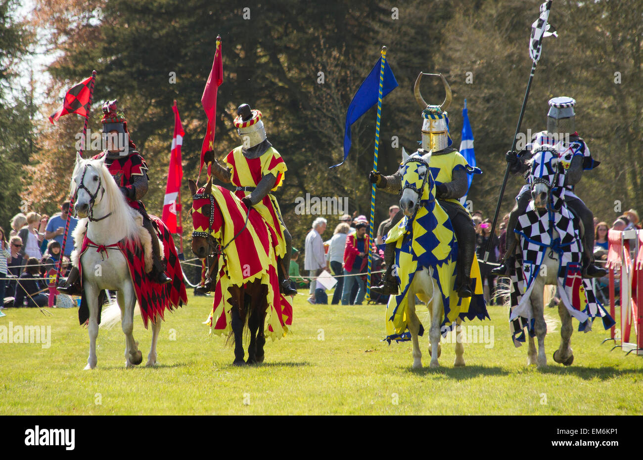 Medieval knights on their horses at the jousting tournamet held in