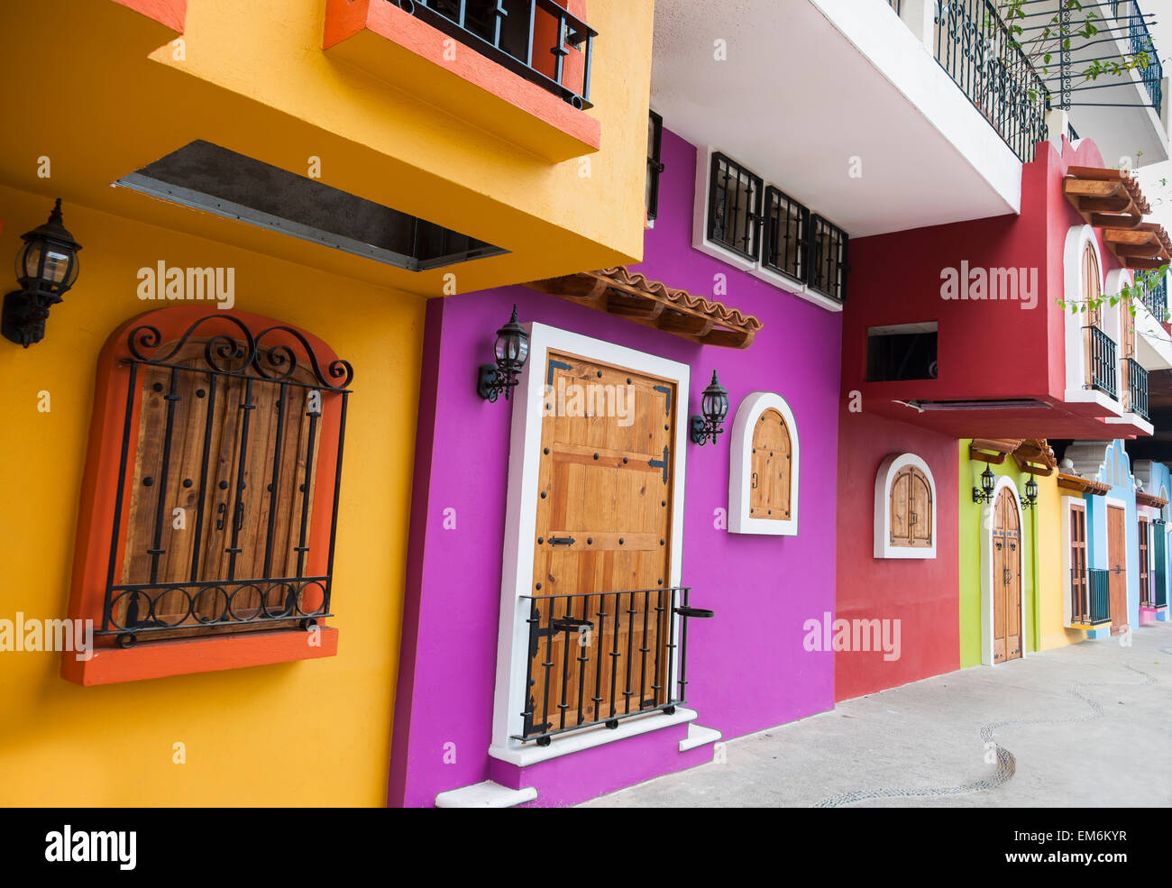 Windows In Mexico Mexico, Colorful exterior with wood windows and doors typical in Mexico ...