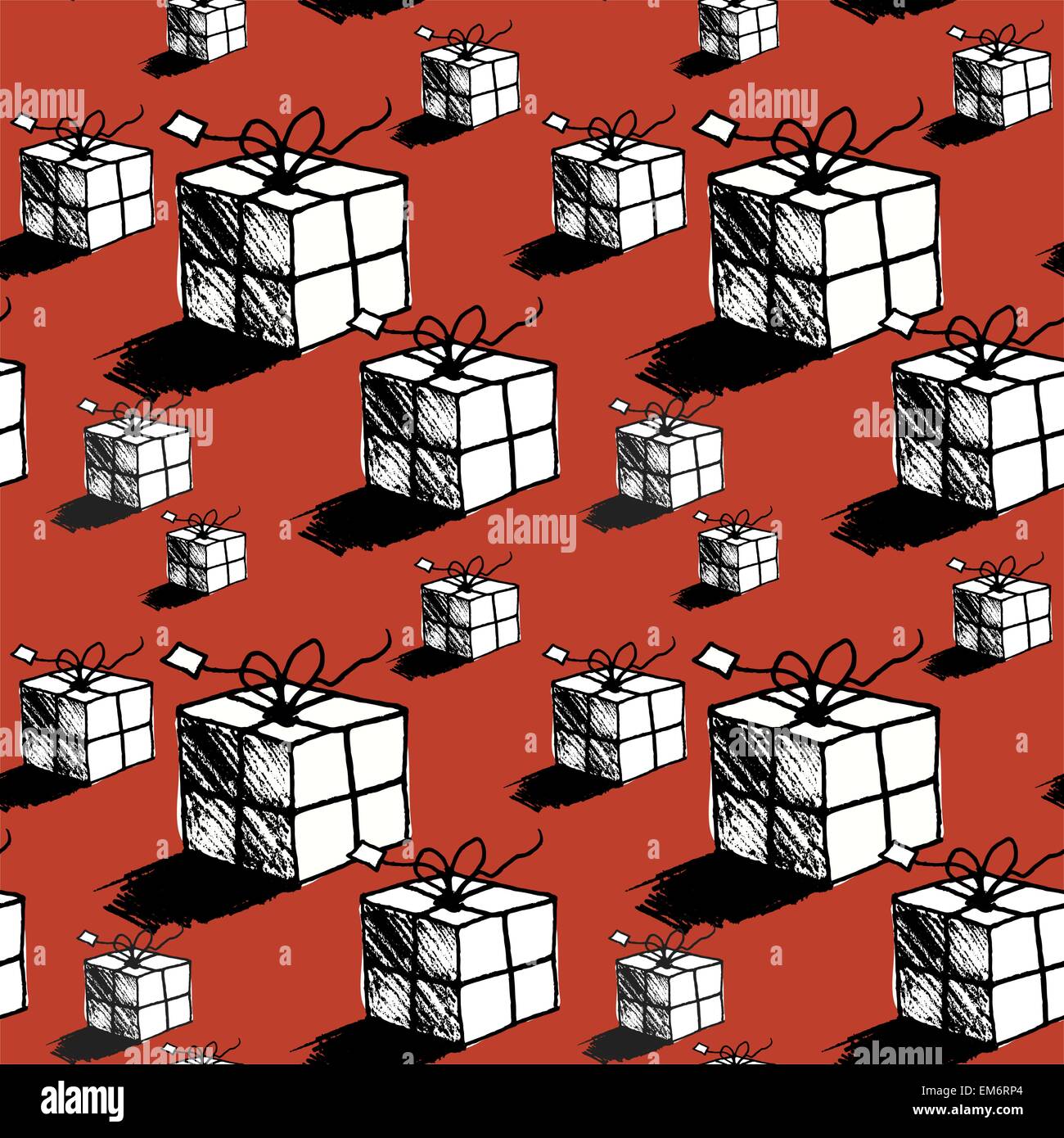Seamless christmas gift box pattern, doodle style vector Stock Vector ...