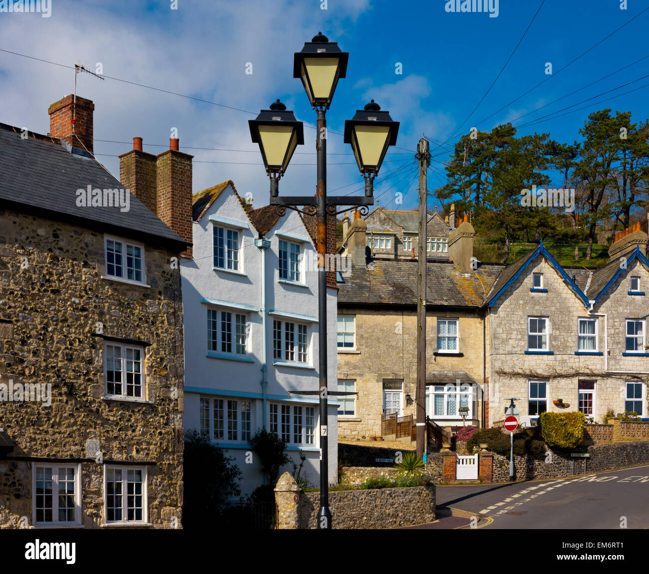 A view of Beer Cross in Beer East Devon England UK showing the triple
