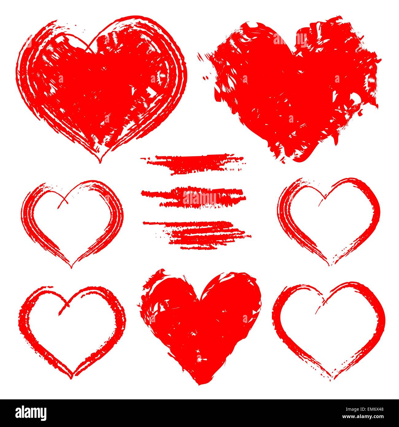 Vector set of hand drawn hearts isolated on white for valentine's day ...
