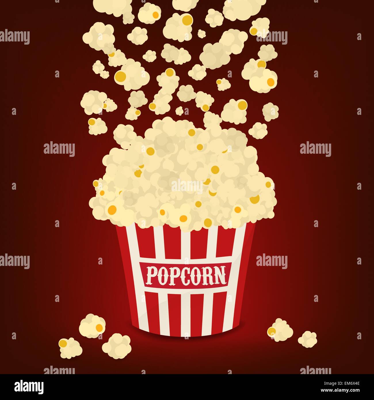 Popcorn falling in the stiped popcorn bag vector Stock Vector Image
