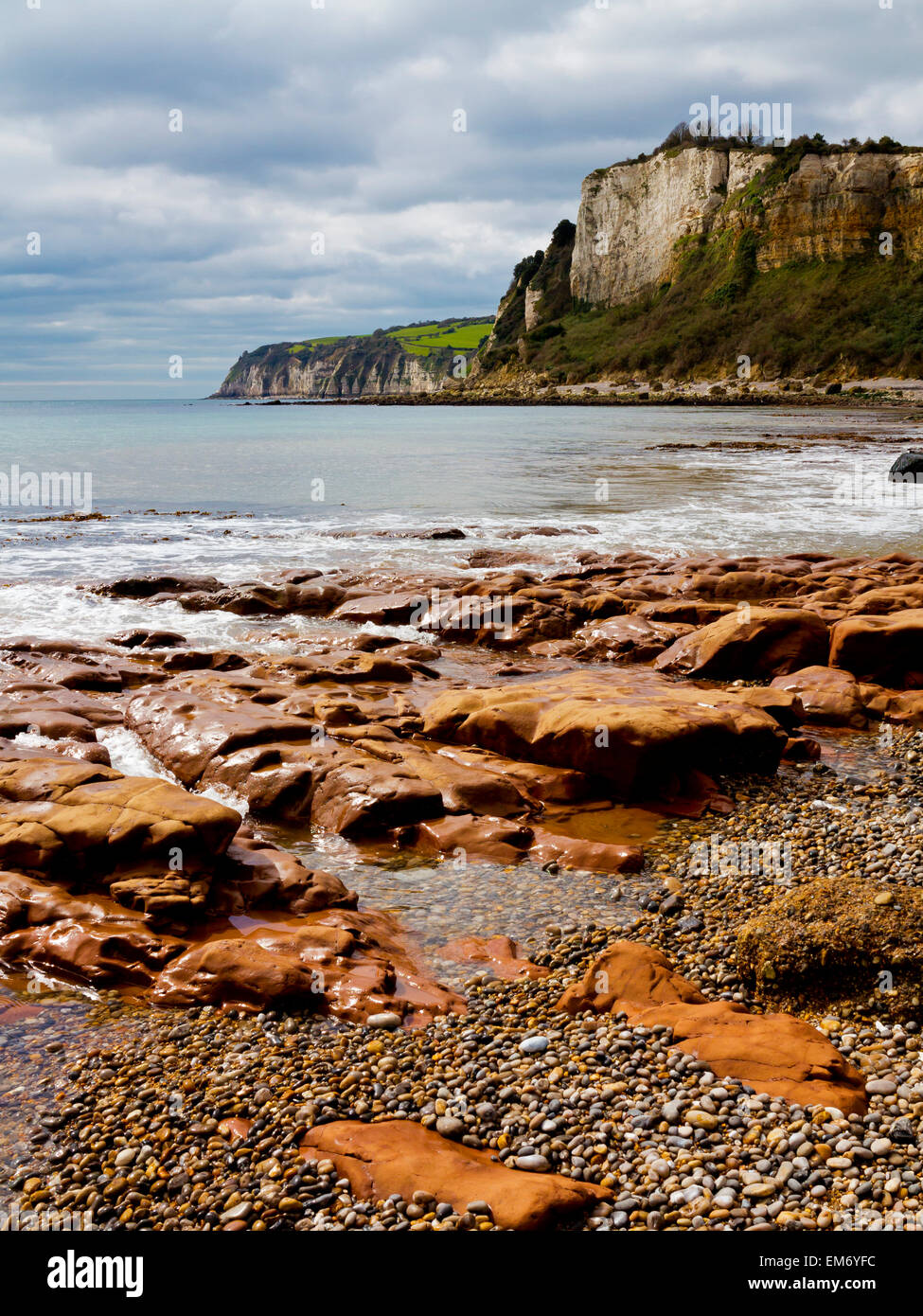 A view taken from a wave cut platform on the beach at Seaton East Devon