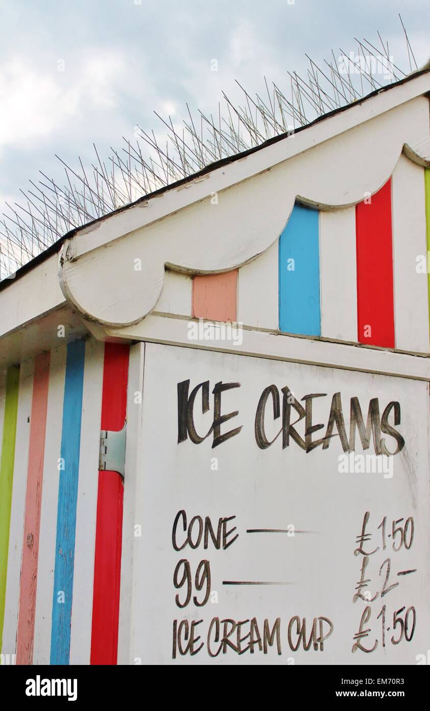 'Beach hut' seaside style ice cream hut Victorian striped paint painted