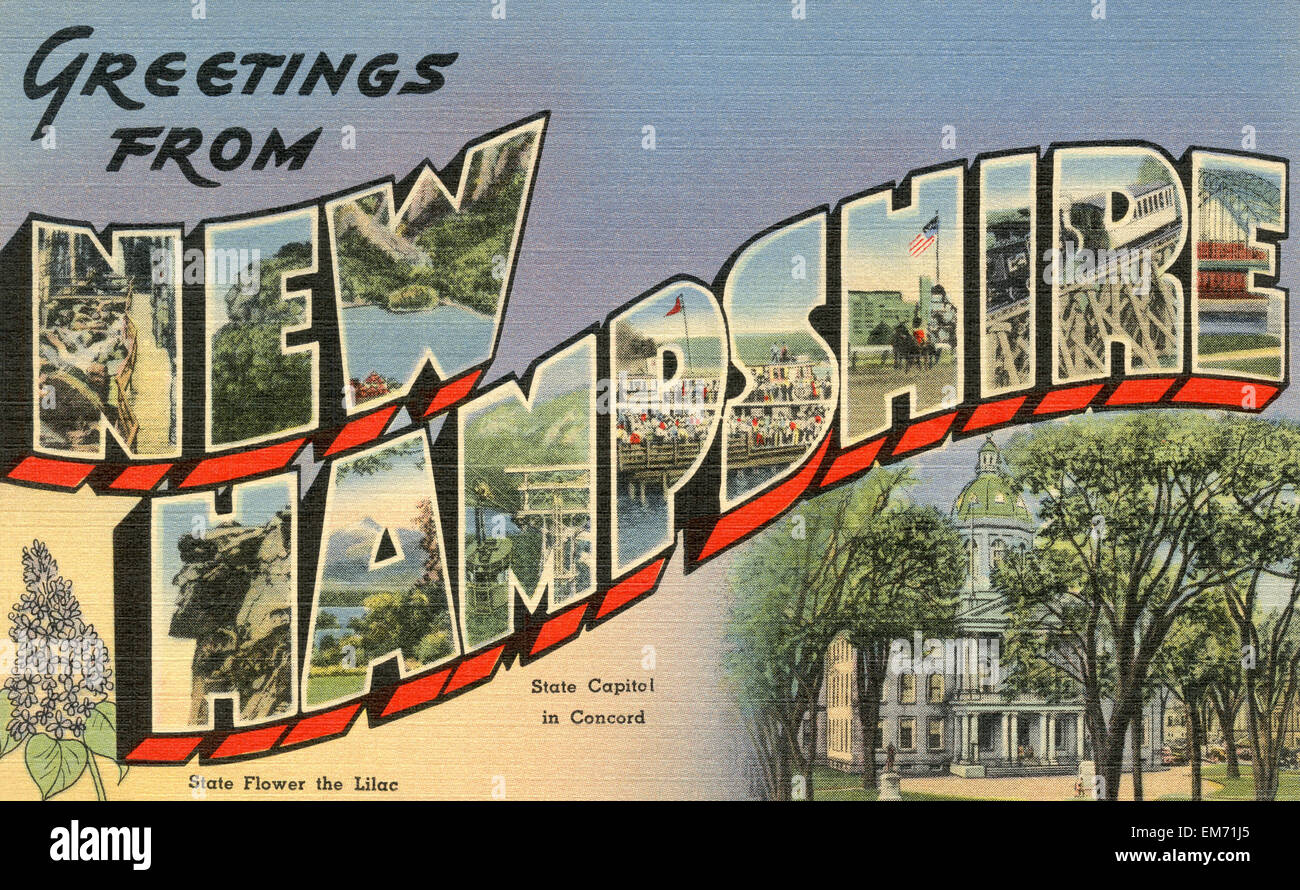 Large letter "Greetings from New Hampshire " state name vintage