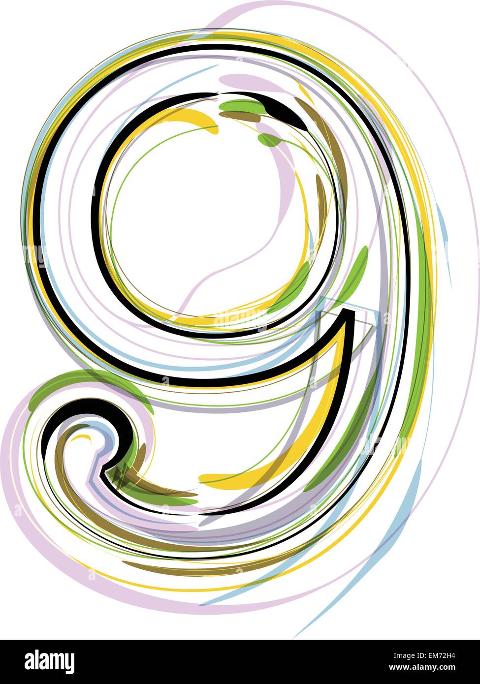 Font Illustration. NUMBER 9 Stock Vector Image & Art - Alamy