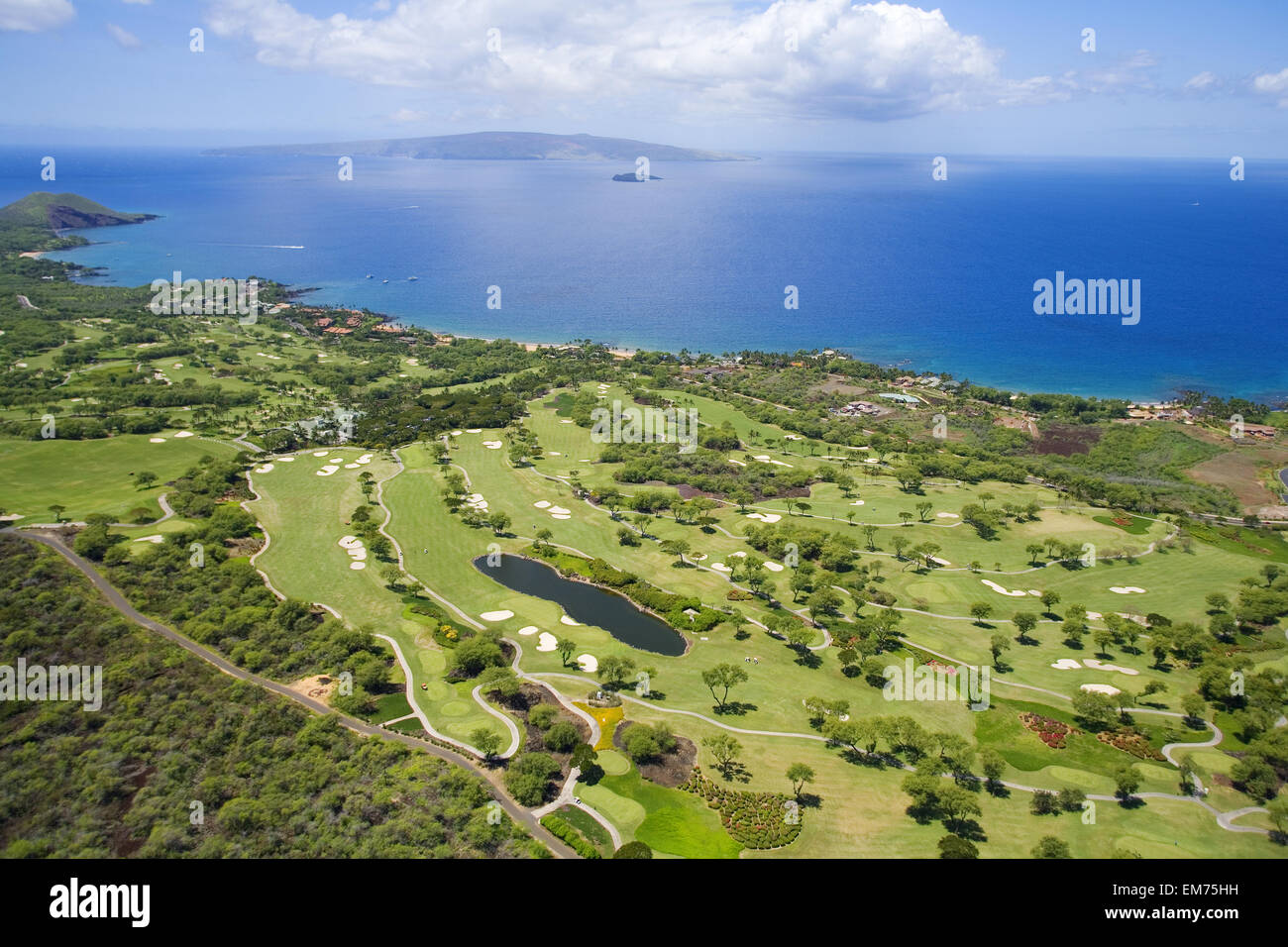 USA, Hawaii Islands, Aerial view of Wailea Gold and Emerald Golf