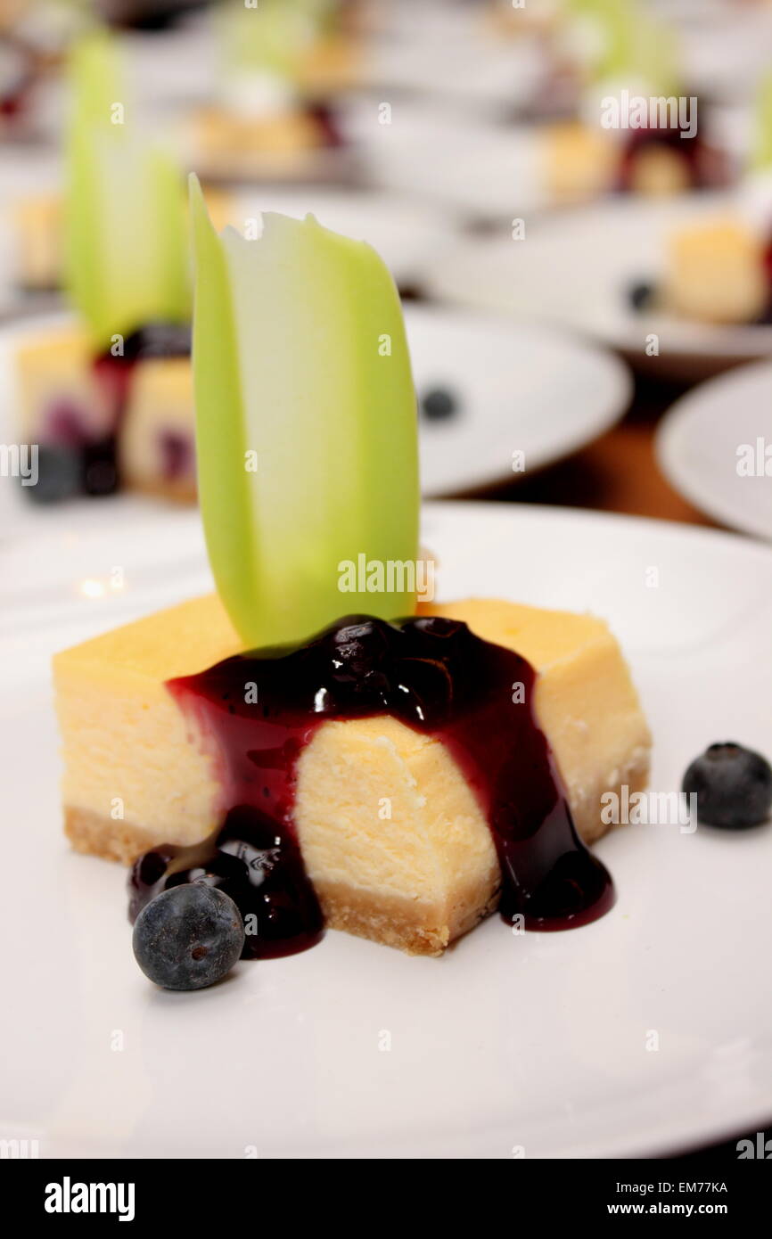 Closeup set of blueberry cheesecake on plate Stock Photo - Alamy