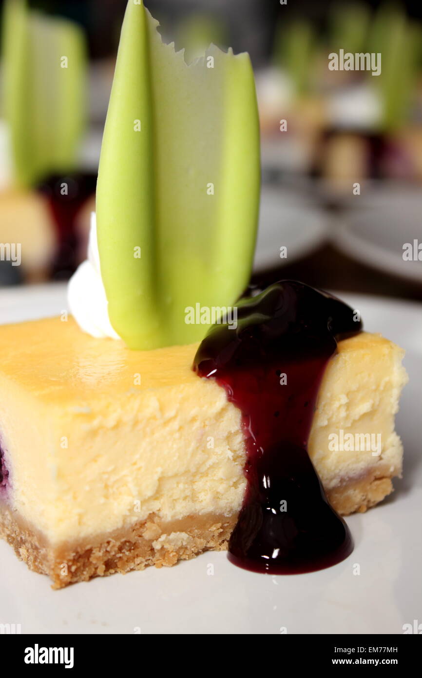 Closeup set of blueberry cheesecake on plate Stock Photo - Alamy