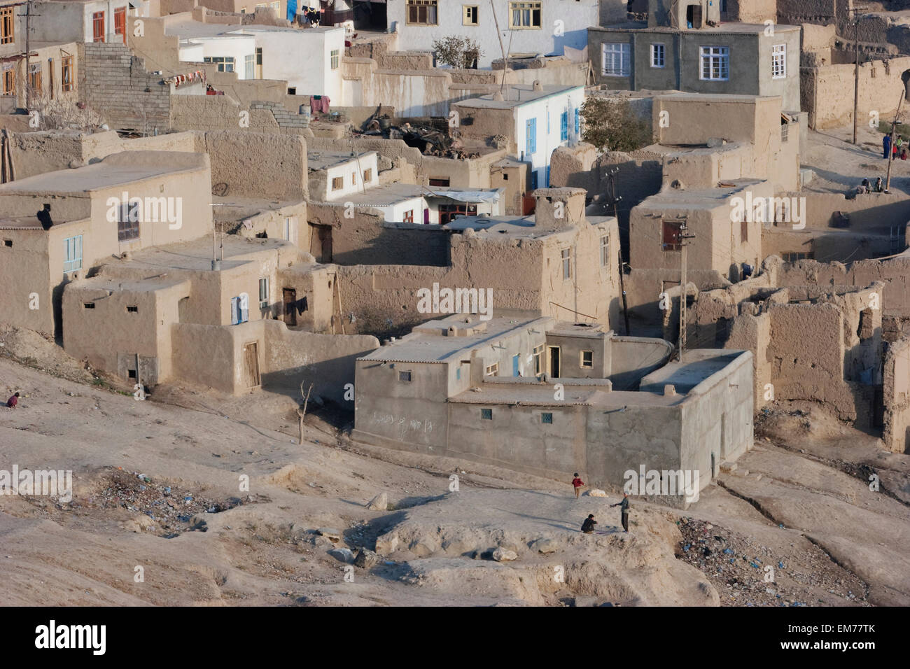 Houses On The Tapa Maranjan Ridge In Kabul,, Afghanistan Stock Photo