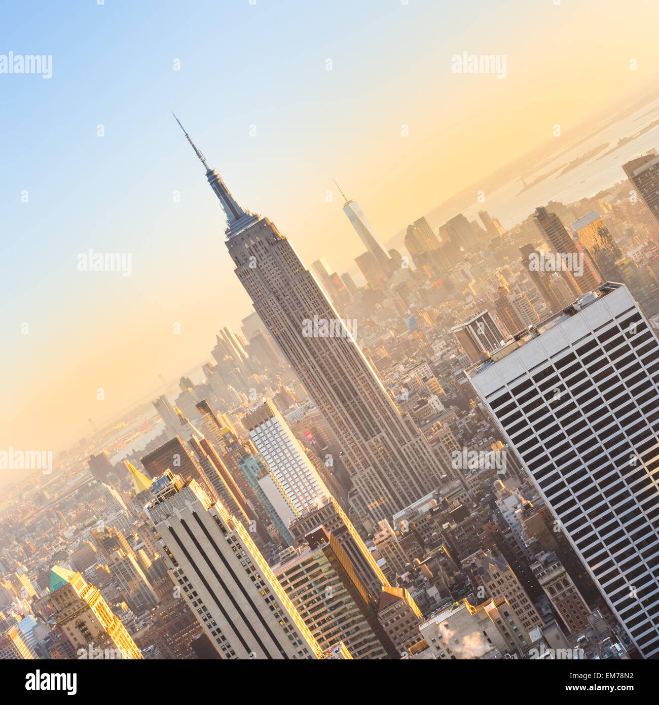 New York City Manhattan skyline in sunset Stock Photo - Alamy