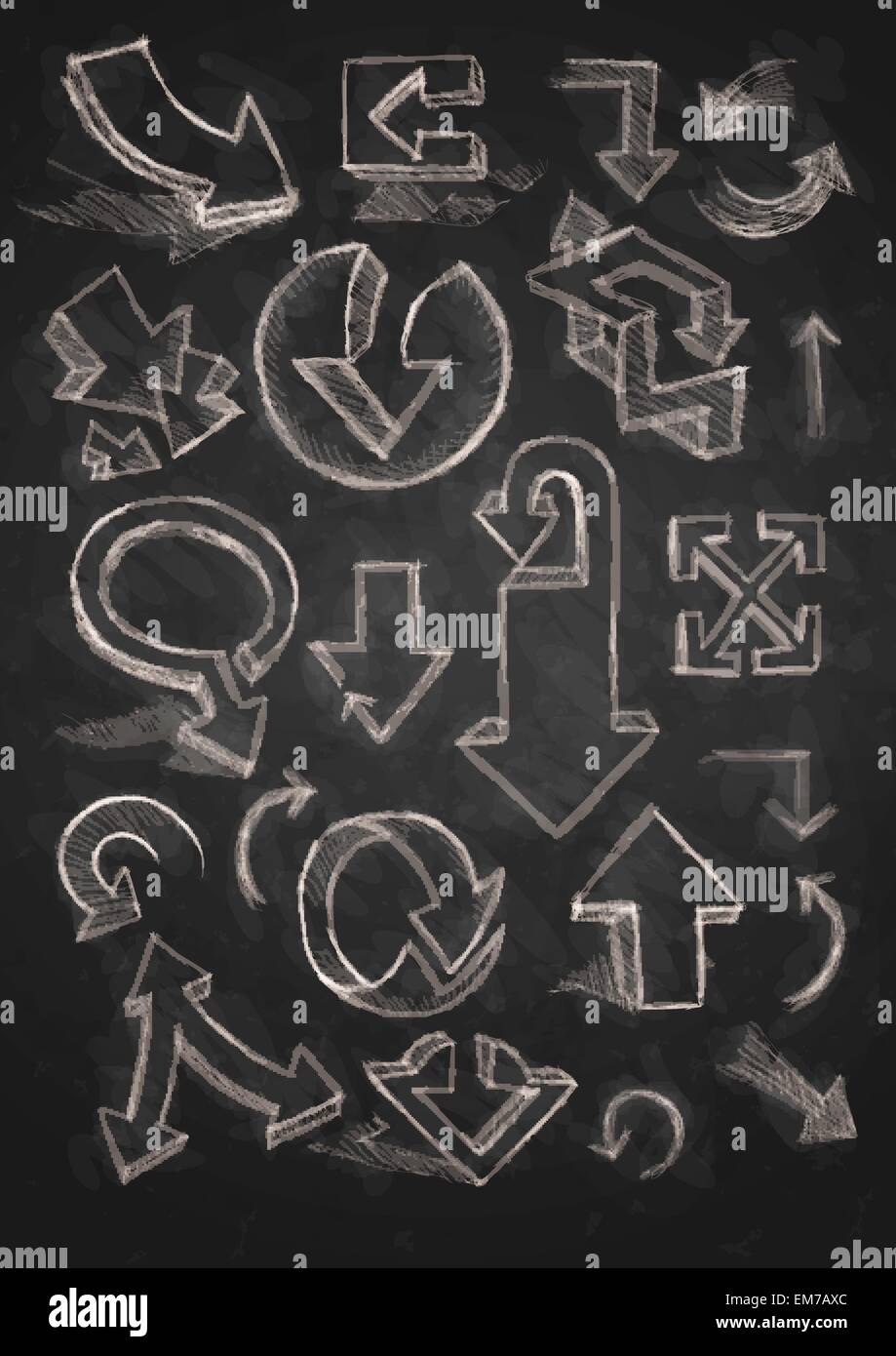 Set Of Hand Drawn Doodle Arrows On Blackboard Stock Vector Image & Art ...