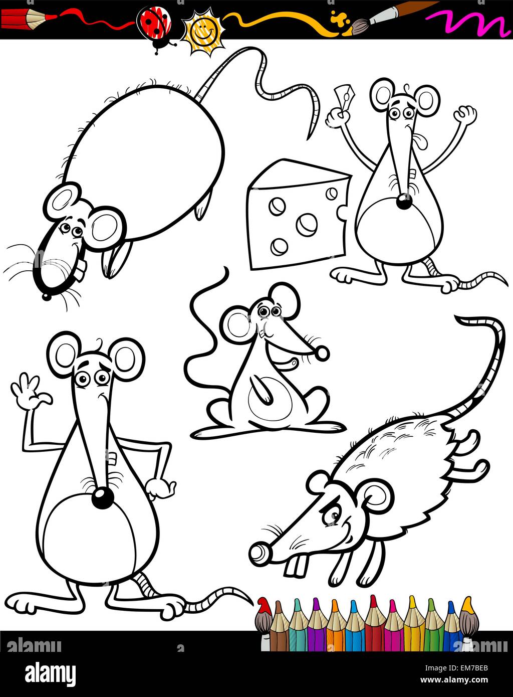 Cartoon Rodents for Coloring Book Stock Vector