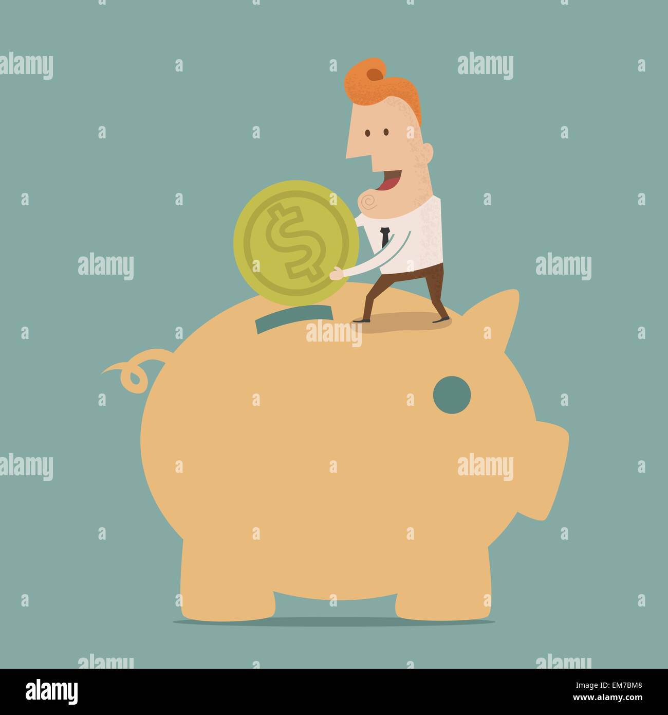 Businessman putting coin into piggy bank Stock Vector Image & Art - Alamy