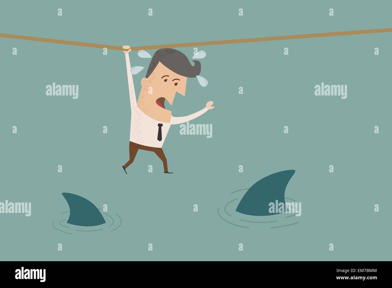 Businessman in a risky situation Stock Vector