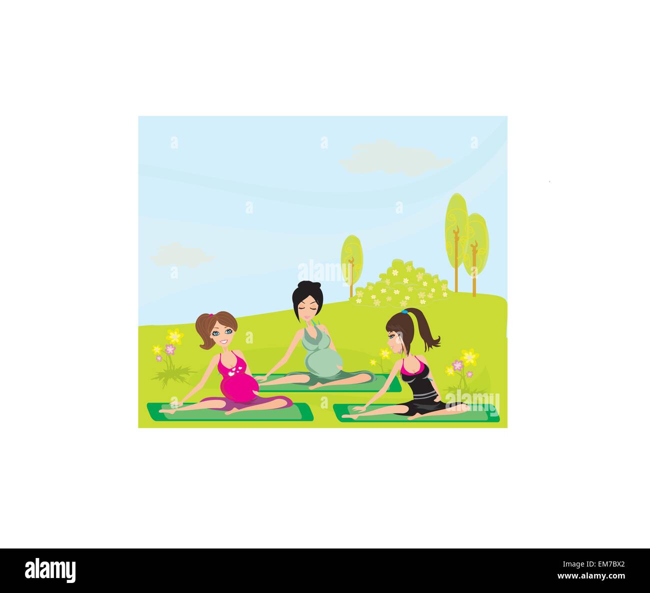 Childbirth education classes outdoors Stock Vector