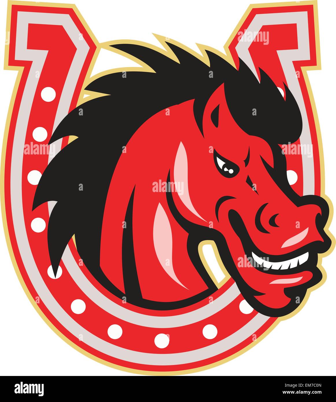 Red Horse Head Horseshoe Stock Vector Image & Art Alamy