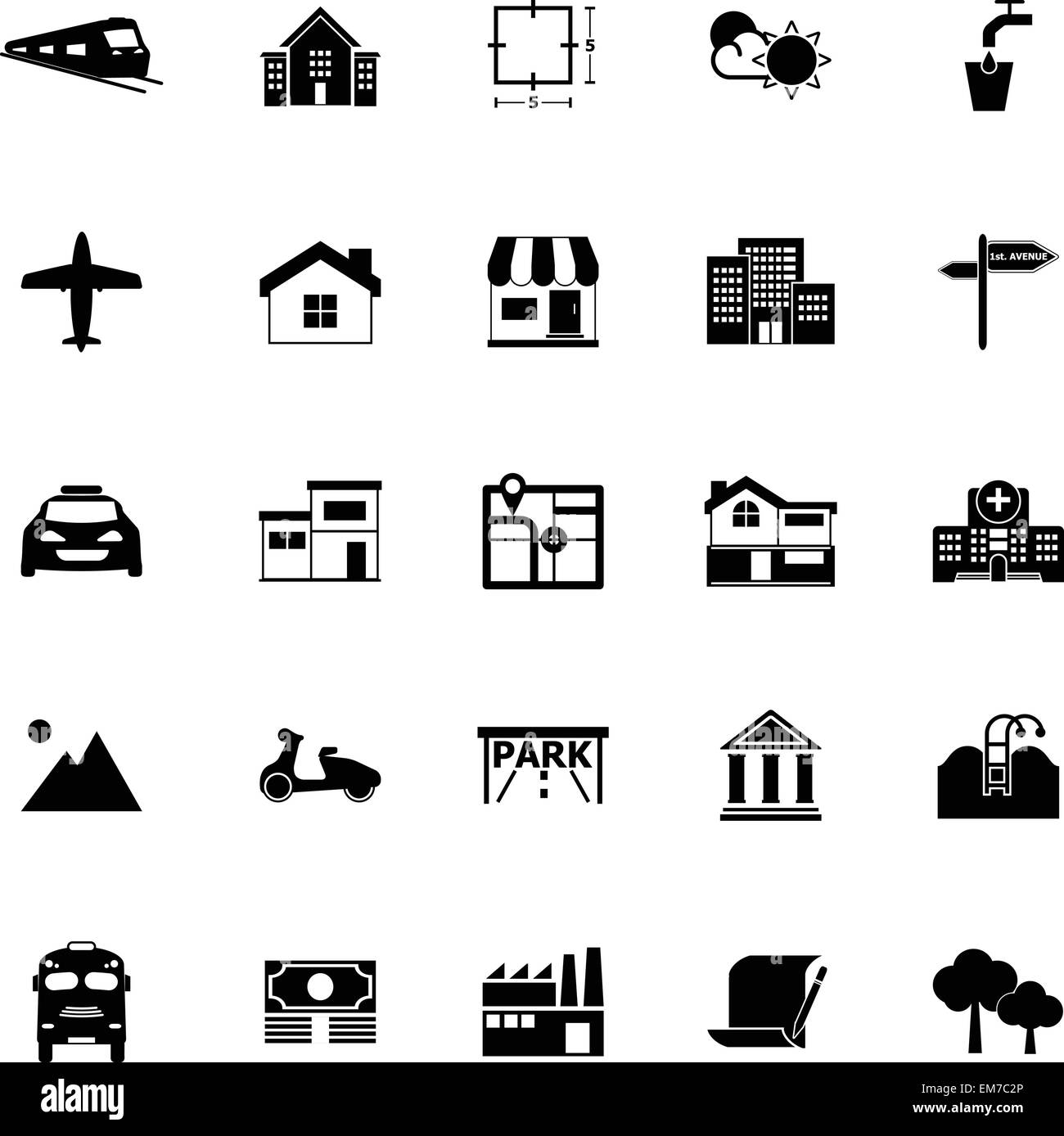 Real estate icons on white background, stock vector Stock Vector Image ...