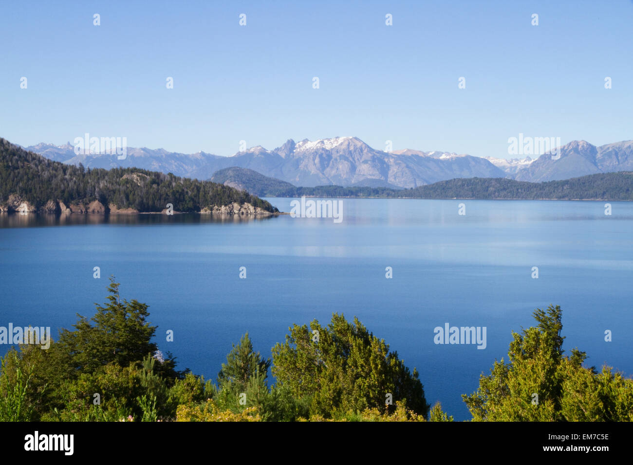 Lago Nahuel Huapi and Andes Mountains, Nahuel Huapi National Park, Neuquen, Argentina Stock Photo