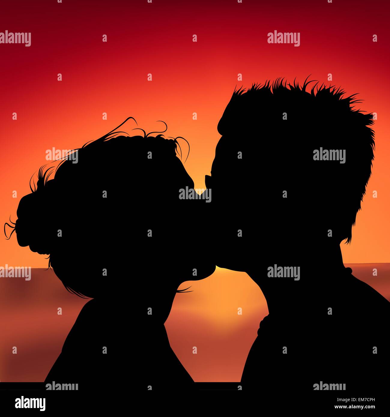 Romantic couple kissing close up Stock Vector Images - Alamy