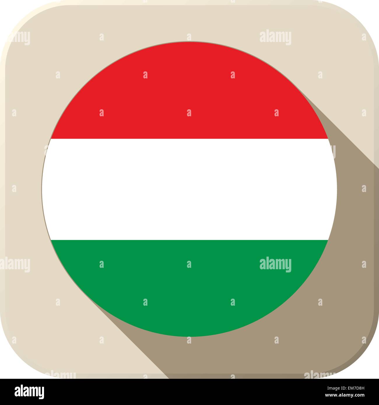 Hungary Flag Button Icon Modern Stock Vector