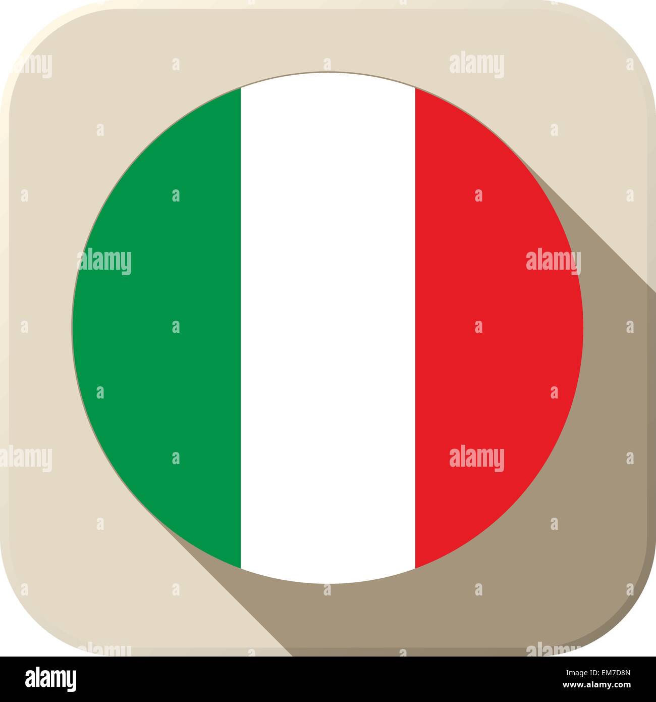 Italy Flag Button Icon Modern Stock Vector
