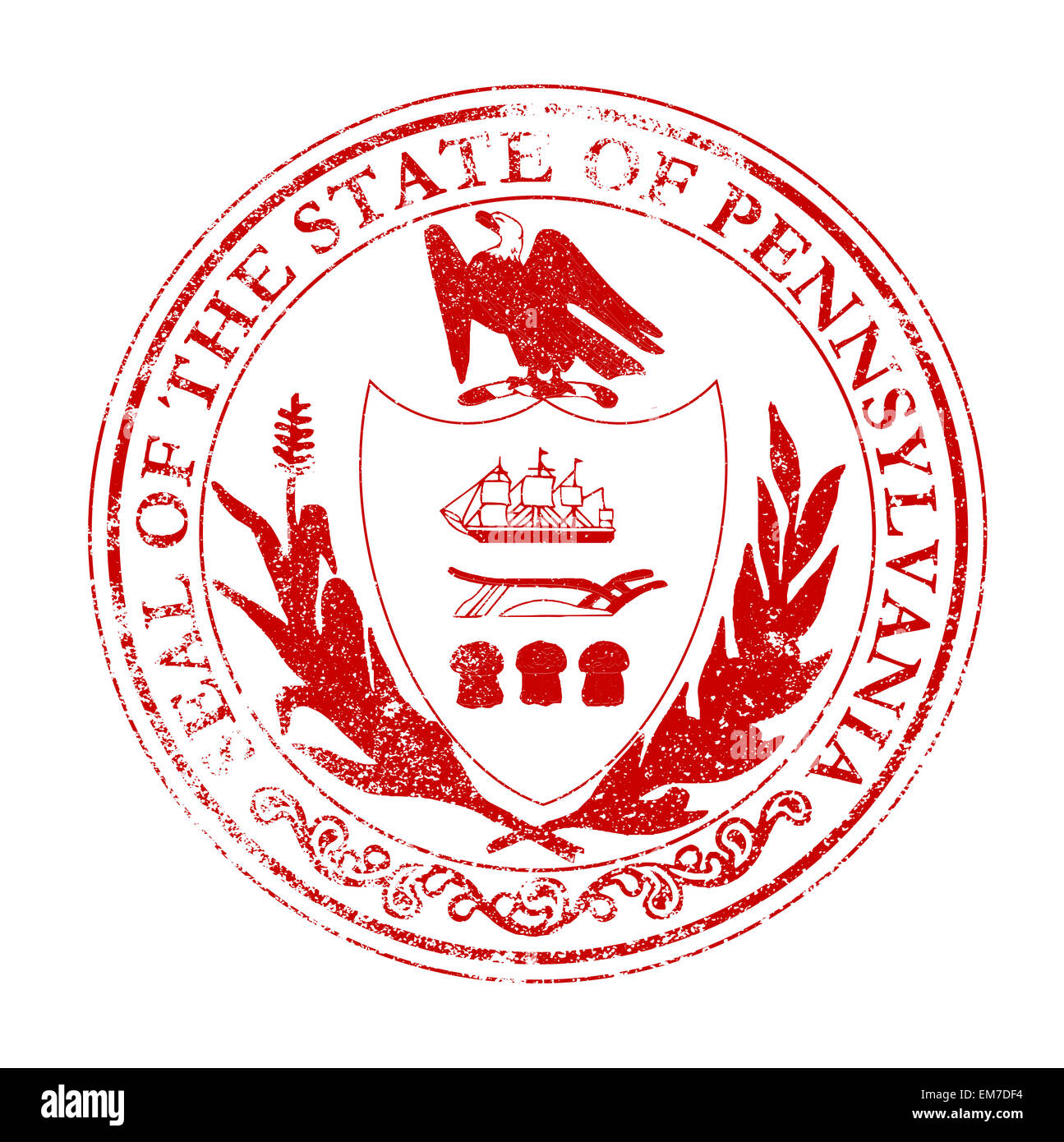 The State Seal of Pennsylvania rubber stamp on a white background Stock