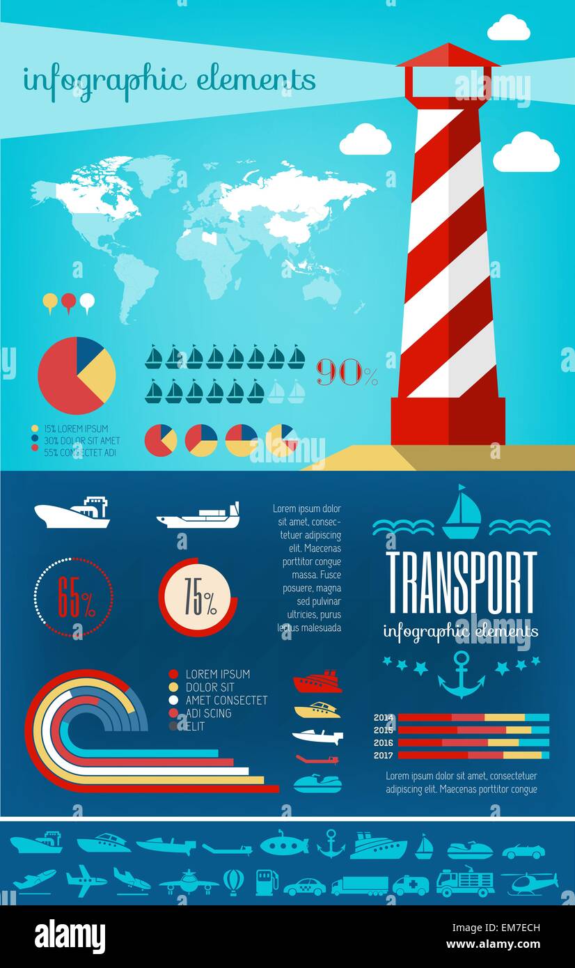 Transportation Infographic Template. Stock Vector
