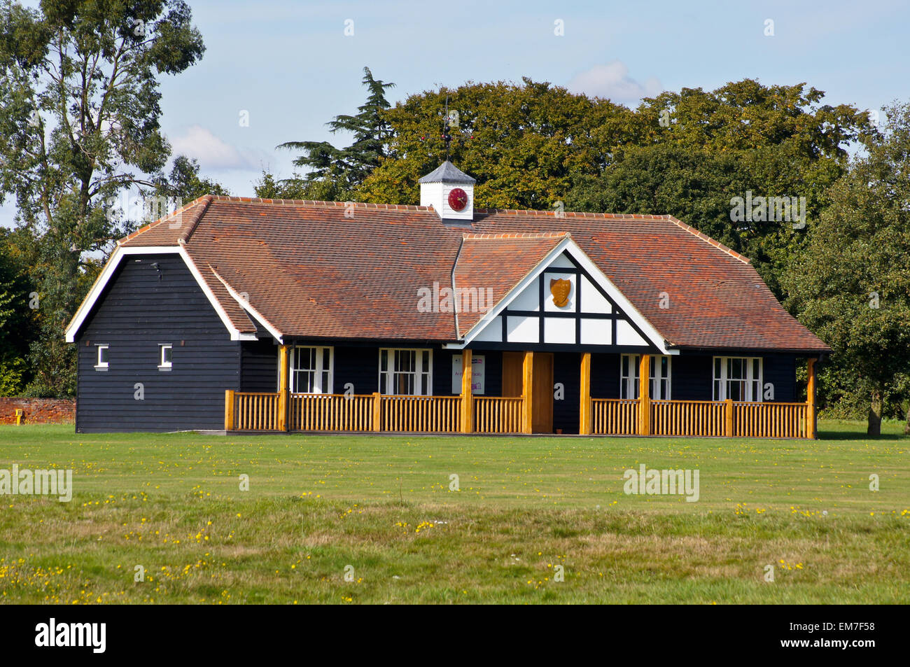 Cricket pavilion, Matching green, Essex, England Stock Photo Alamy