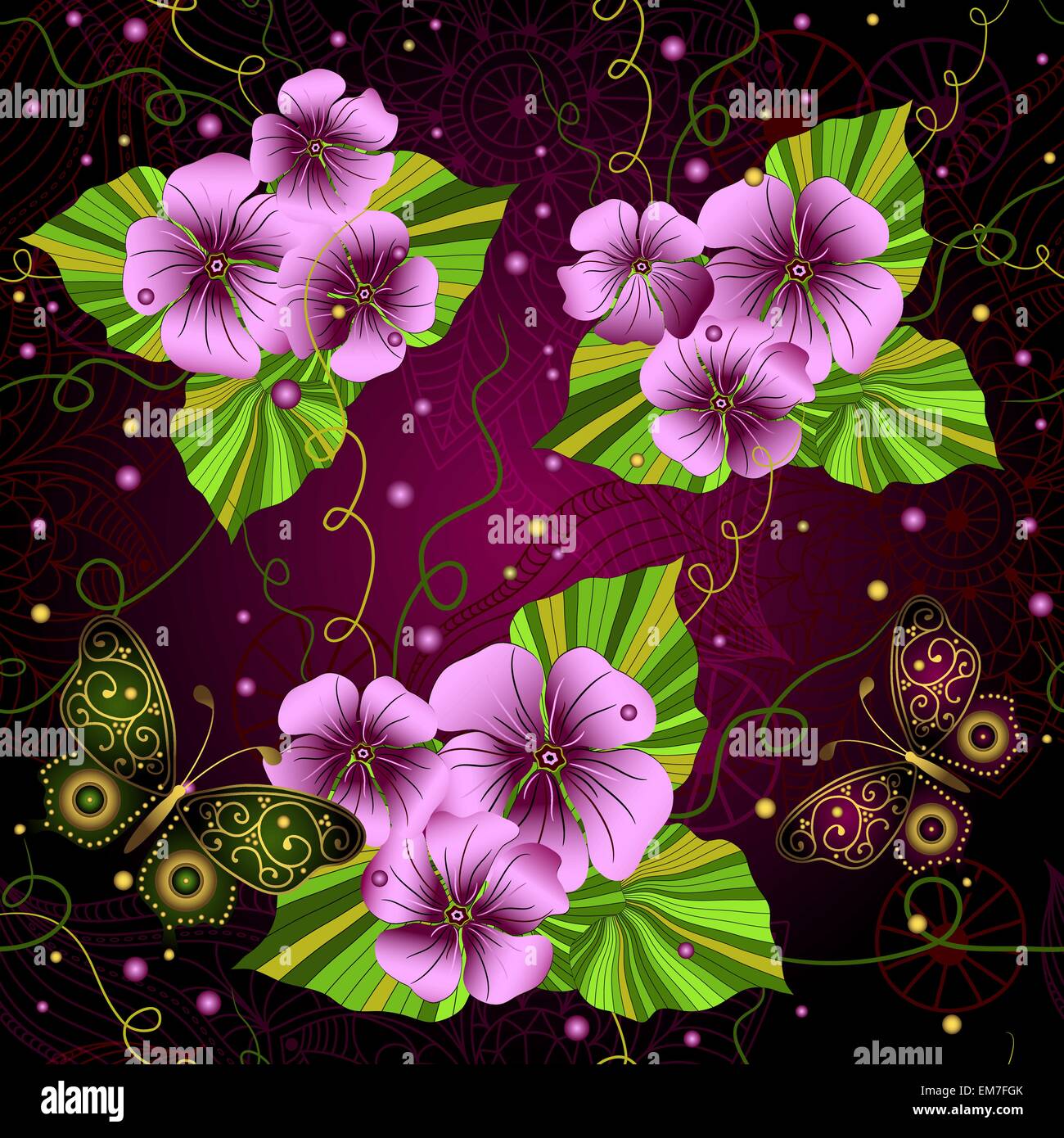 Seamless floral dark pattern Stock Vector Image & Art - Alamy