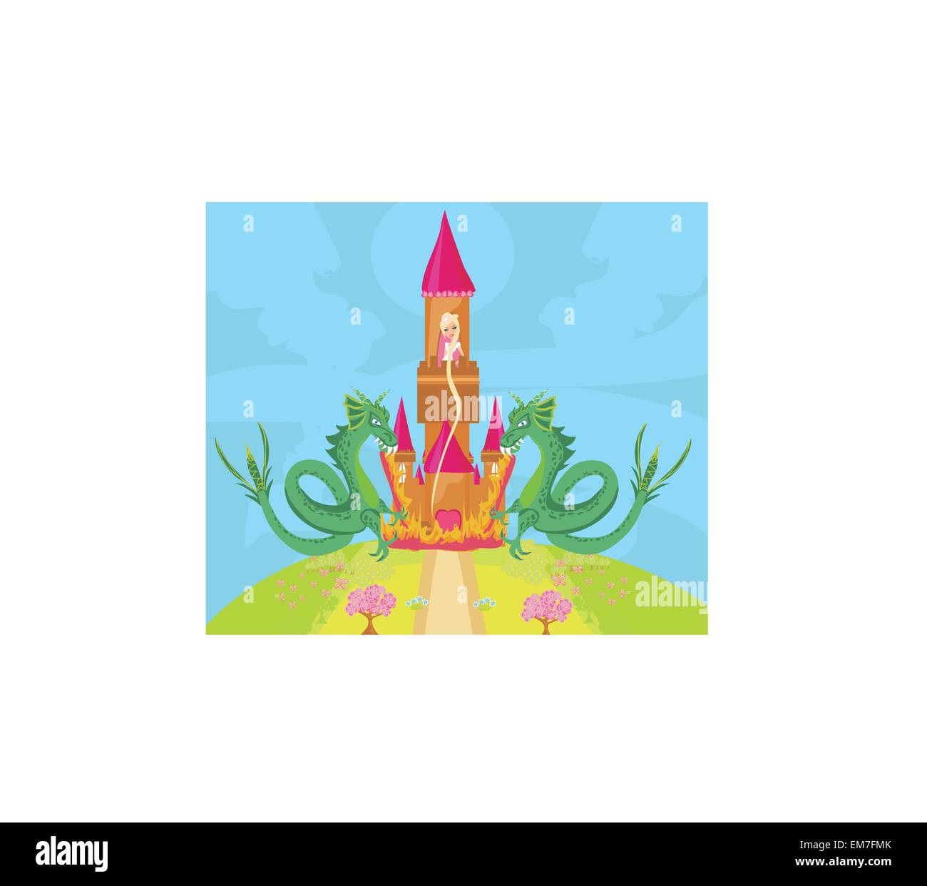 princess in the burning tower Stock Vector Image & Art - Alamy