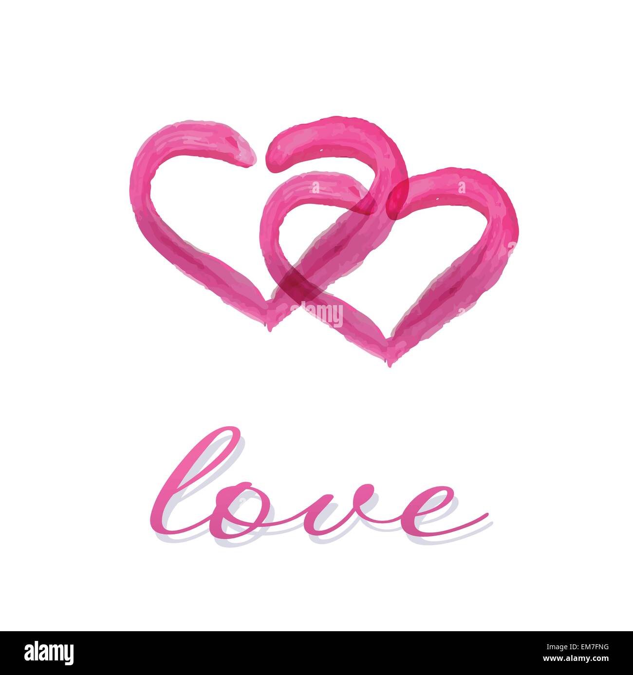 Beautiful greeting vintage Valentine`s card with pink heart Stock ...